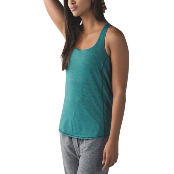 Lululemon Wild Tank Heathered‎ Forage Teal / Dramatic Static White Black Size 6 - Picture 3 of 10